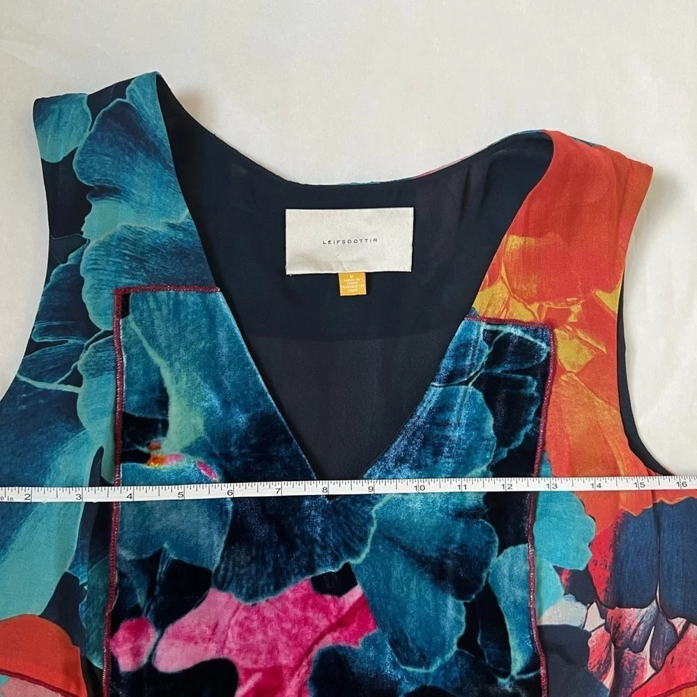 Anthropologie Silk Velvet Leifsdottir Floral Mini Dress Sz 6 Boho Artsy Colorful - Picture 6 of 9